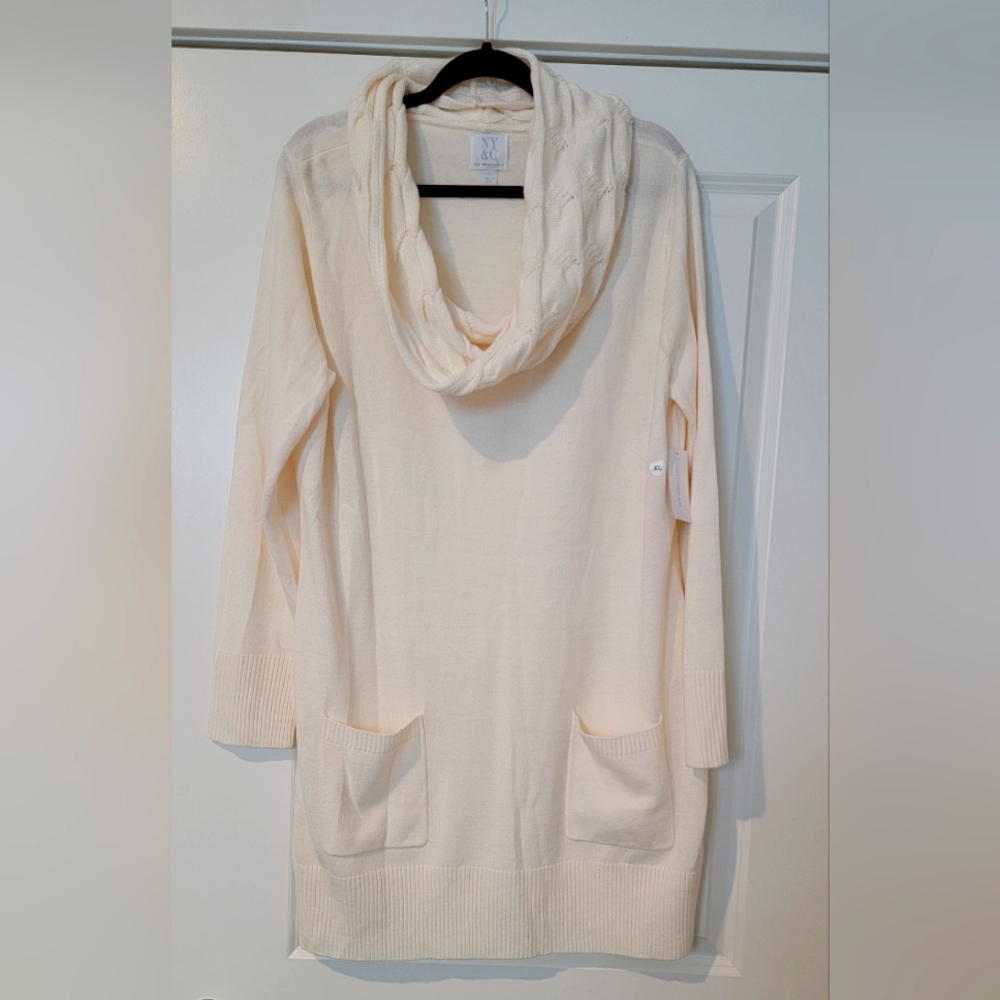 New York and Co,  cream cowl neck sweater dress.NWT XL